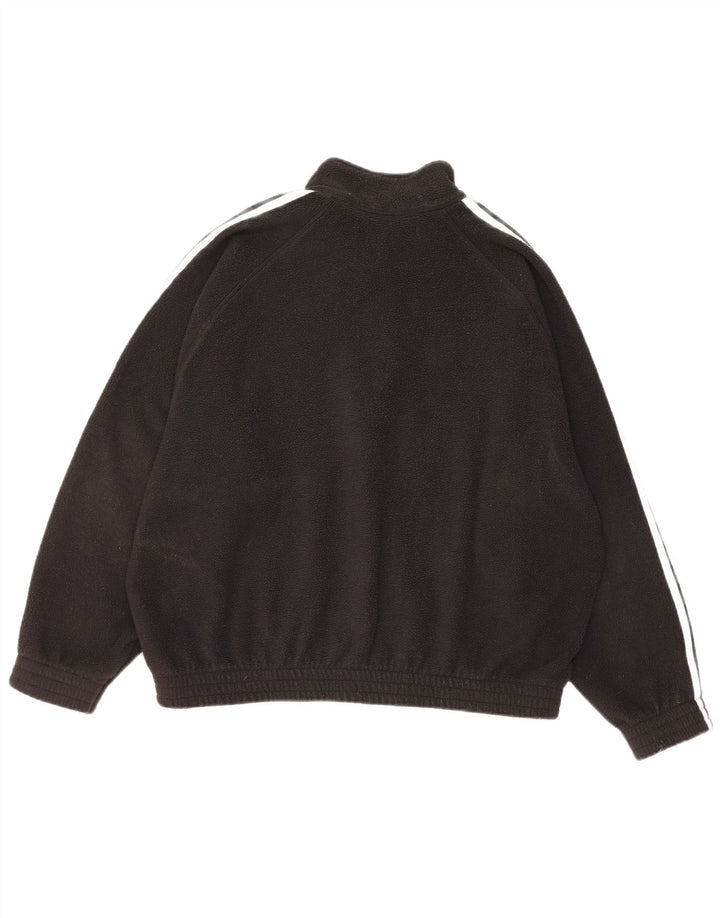 Adidas Womens Zip Neck Oversized Fleece Jumper UK 12 Medium Black Polyester