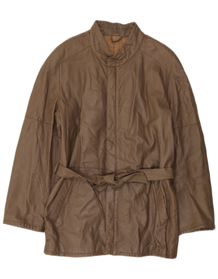 Vintage Mens Leather Jacket IT 56 3XL Brown