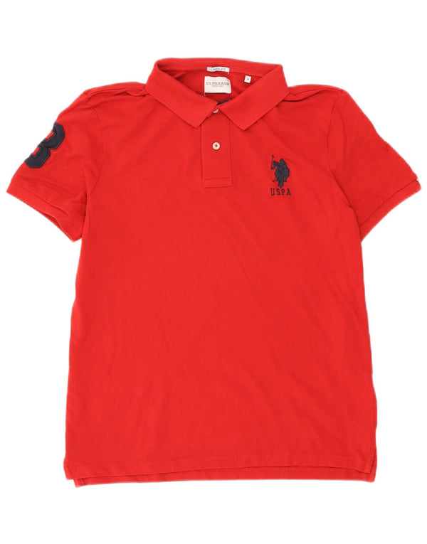 U.S. Polo Assn. Mens Graphic Classic Fit Polo Shirt Medium Red Cotton