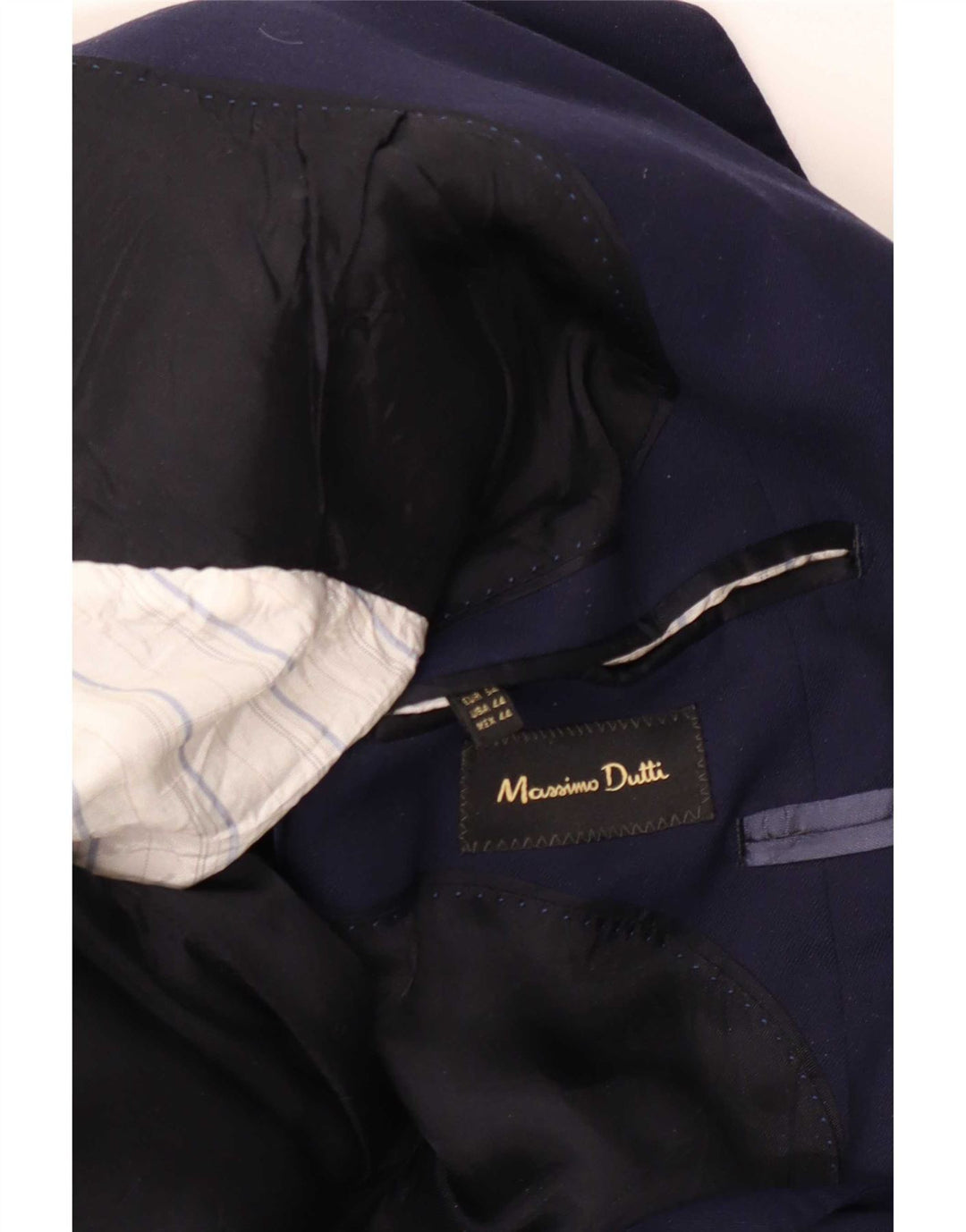 Massimo Dutti Mens 2 Button Blazer Jacket EU 54 XL Navy Blue Wool
