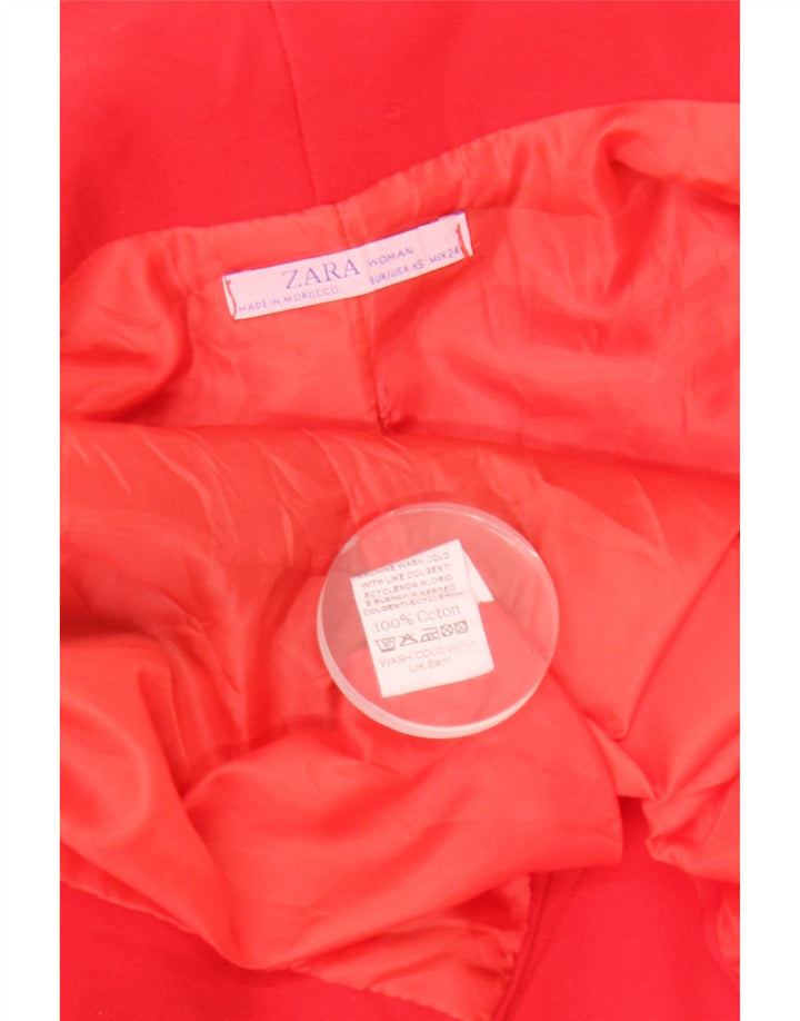 Zara Womens Open Overcoat UK 6 XS Red Cotton