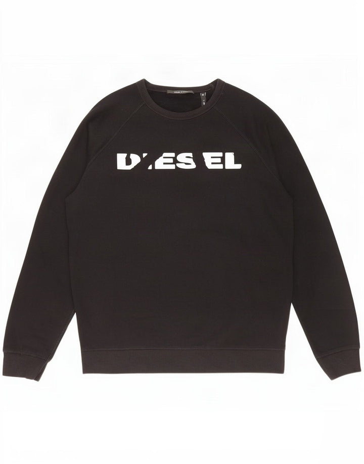 Diesel Mens Graphic Sweatshirt Jumper Large Black Cotton