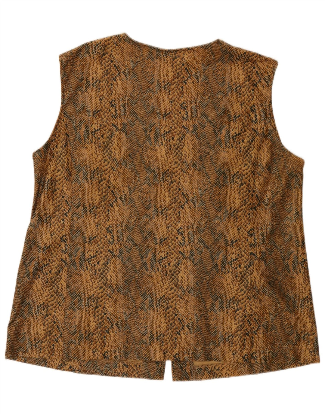VINTAGE Womens Gilet UK 18 XL Brown Animal Print Polyester