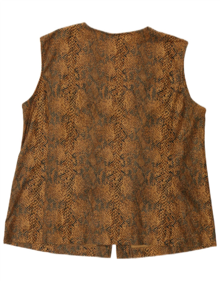 VINTAGE Womens Gilet UK 18 XL Brown Animal Print Polyester