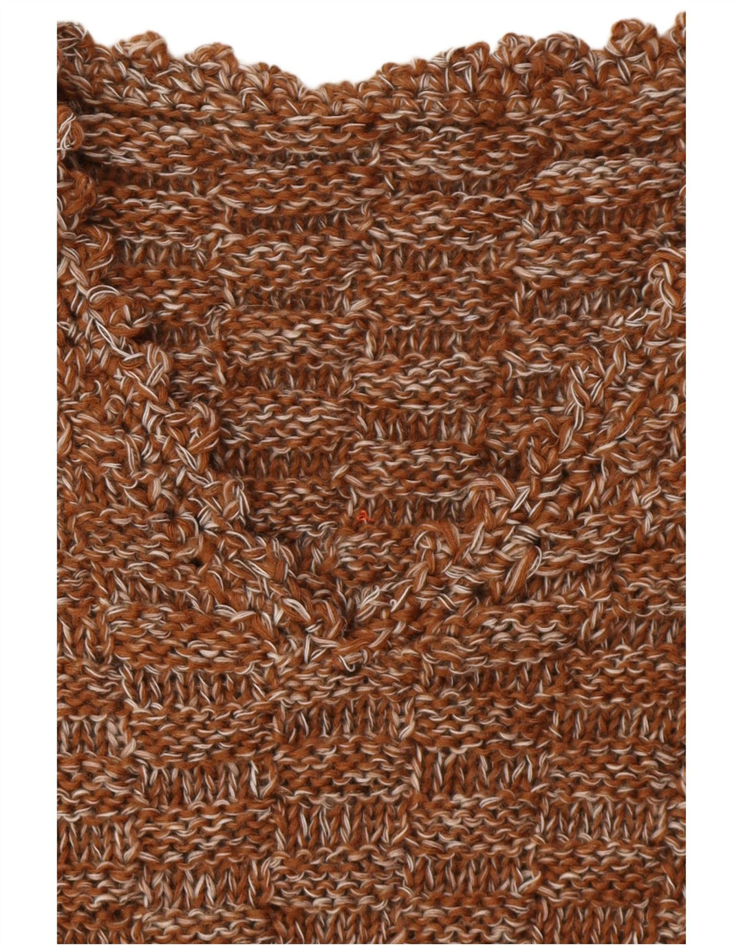 VINTAGE Womens V-Neck Jumper Sweater UK 16 Large Brown Flecked