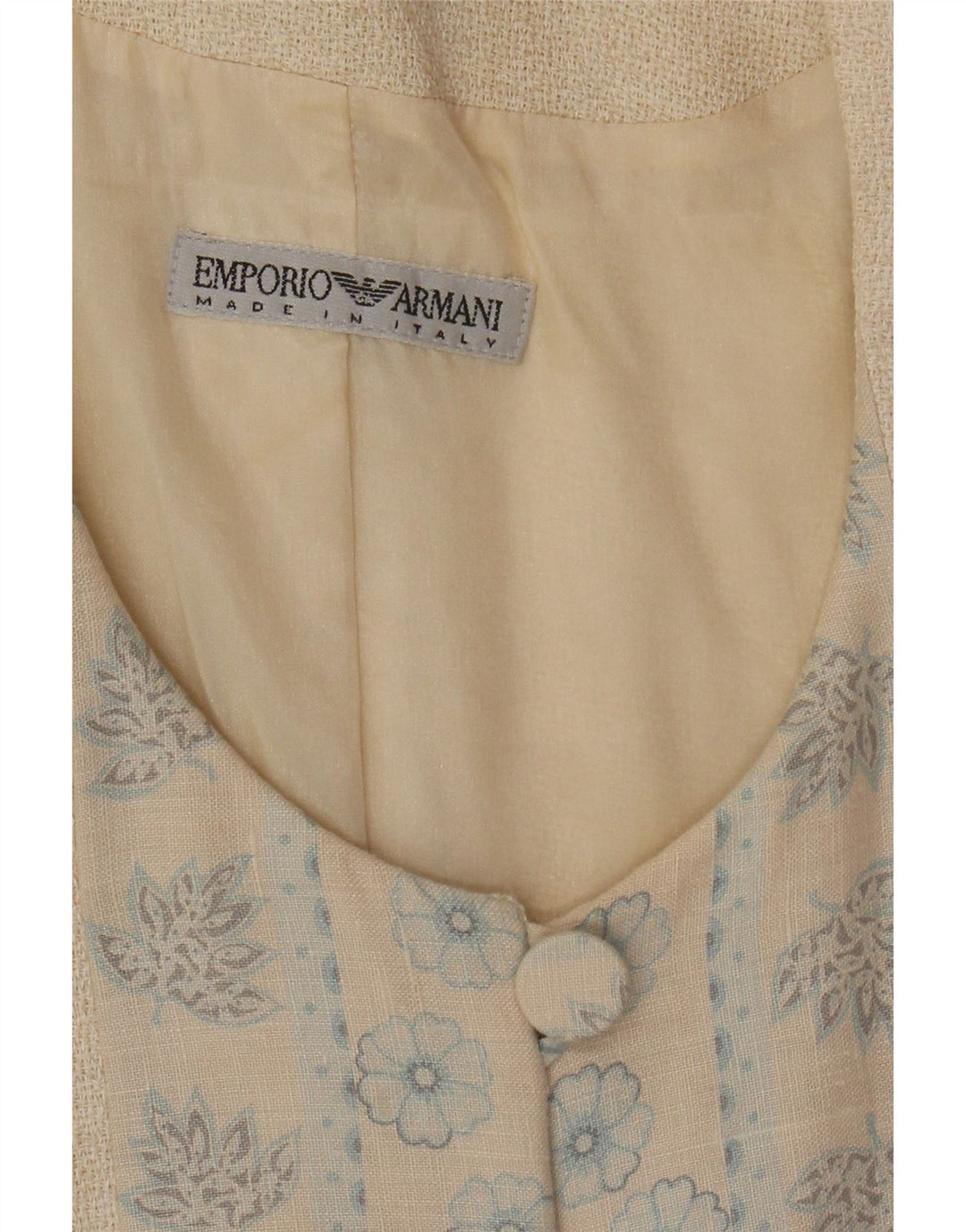 EMPORIO ARMANI Womens 3 Button Blazer Jacket UK 10 Small Beige Floral