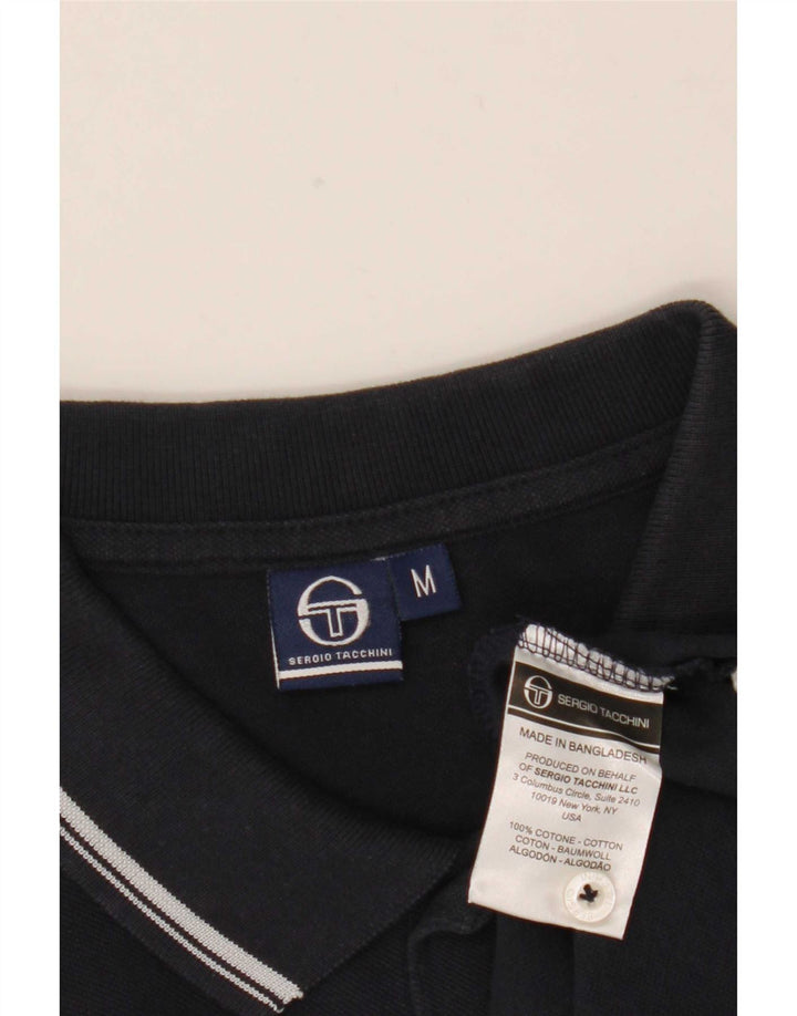 Sergio Tacchini Mens Polo Shirt Medium Navy Blue Cotton
