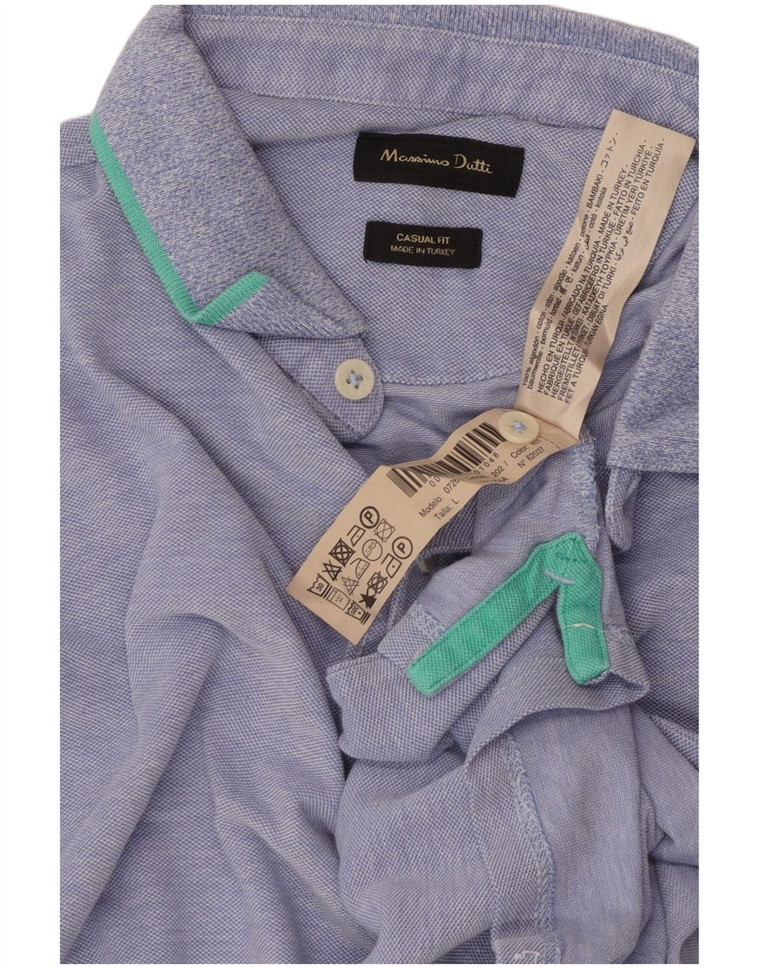 Massimo Dutti Mens Casual Fit Polo Shirt Large Blue Cotton