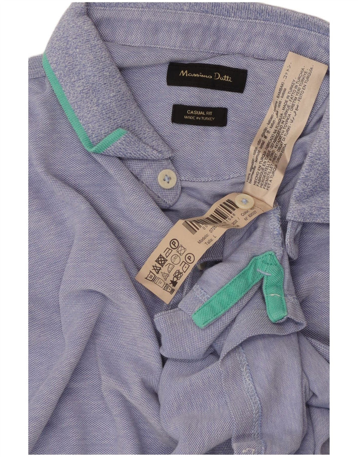 Massimo Dutti Mens Casual Fit Polo Shirt Large Blue Cotton