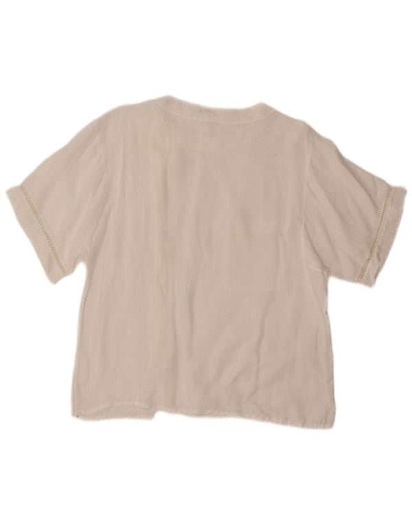 VINTAGE Womens Short Sleeve Shirt Blouse IT 48 XL White