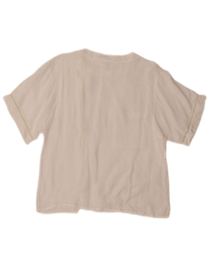 VINTAGE Womens Short Sleeve Shirt Blouse IT 48 XL White