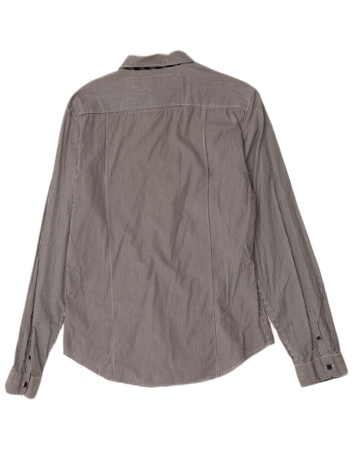 Guess Mens Classic Fit Shirt Large Grey Striped Cotton