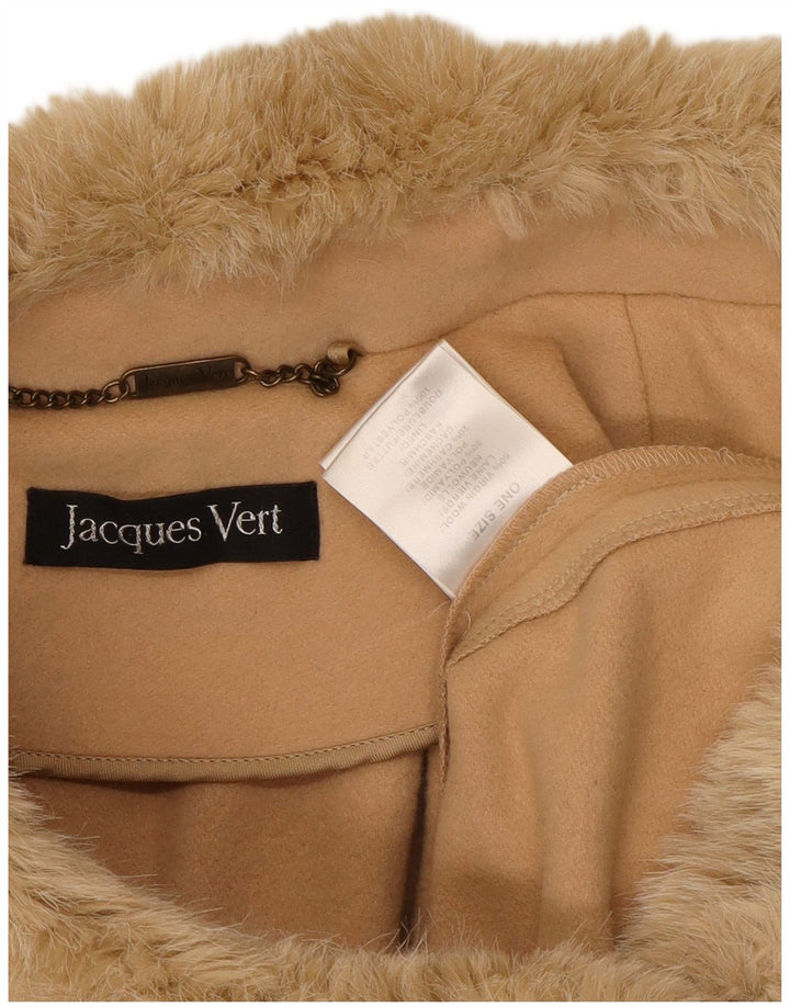 Jacques Vert Womens Poncho Coat One Size Beige Wool