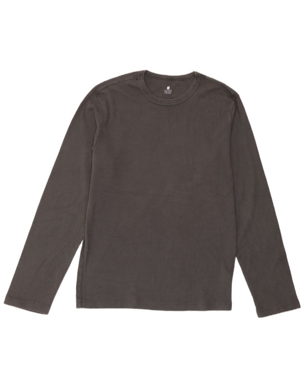 Gap Mens Fitted Top Long Sleeve Large Grey Cotton