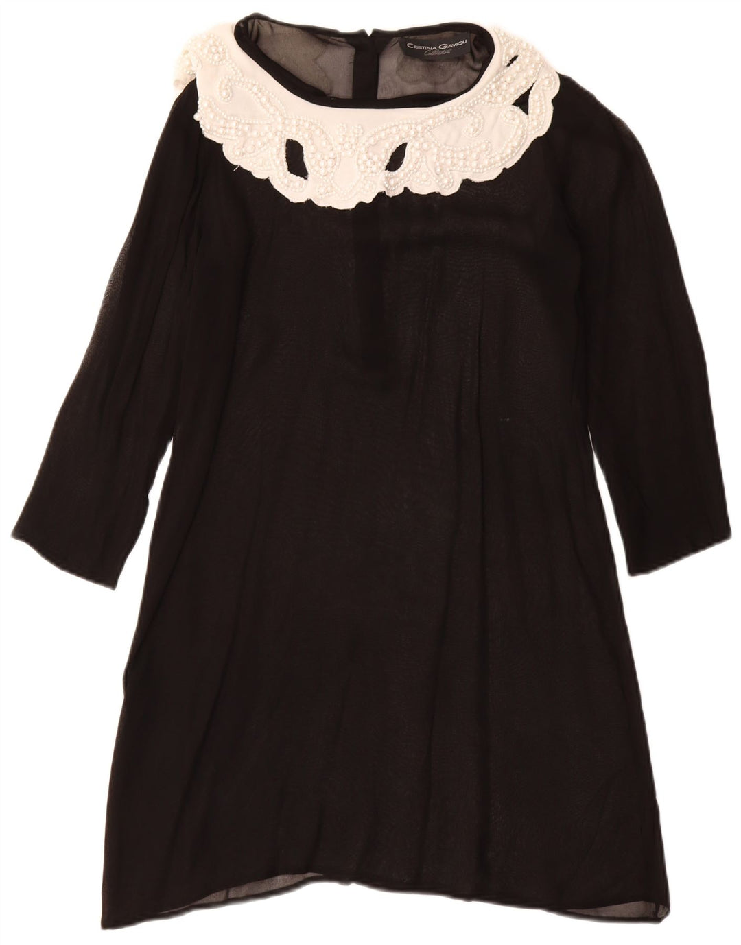 CRISTINA GAVIOLI Womens See Through A-Line Dress UK 10 Small Black