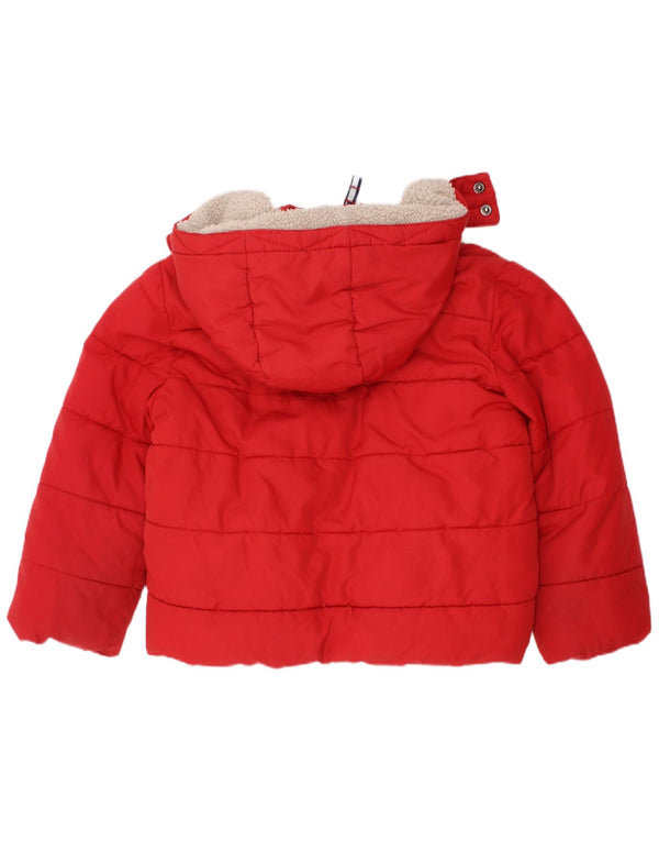 Boden Boys Hooded Padded Jacket 3-4 Years Red Polyester