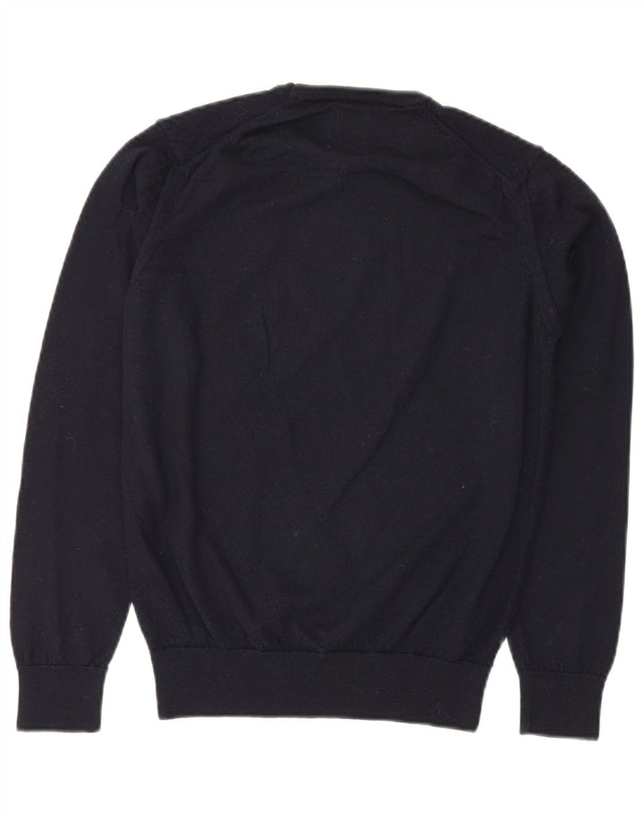 ZARA Womens Crew Neck Jumper Sweater UK 14 Medium Navy Blue Wool