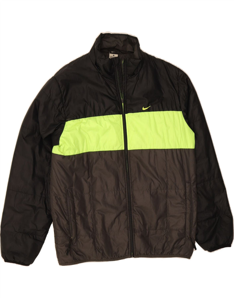 NIKE Mens Padded Jacket UK 40 Large Black Colourblock Polyester Vintage Nike and Second-Hand Nike from Messina Hembry 