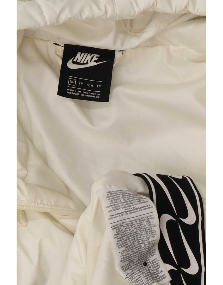 Nike Womens Hooded Padded Coat UK 6 XS White Polyester