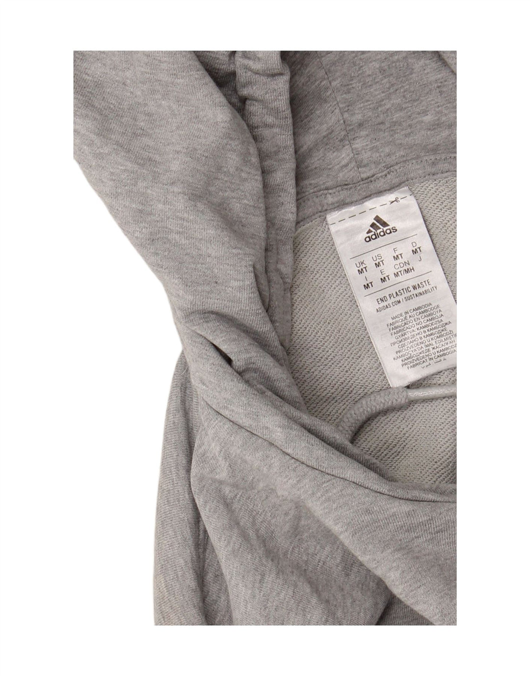 ADIDAS Mens Hoodie Jumper Medium Grey Cotton Vintage Adidas and Second-Hand Adidas from Messina Hembry 