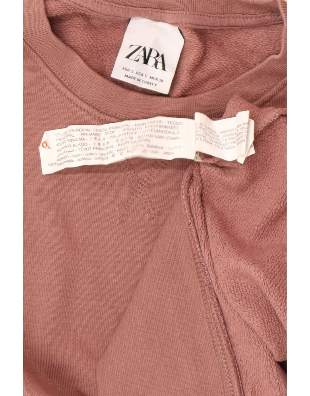 ZARA Mens Sweatshirt Jumper Small Pink Cotton