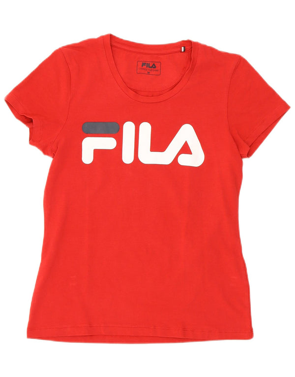 Fila Womens Graphic T-Shirt Top UK 12 Medium Red