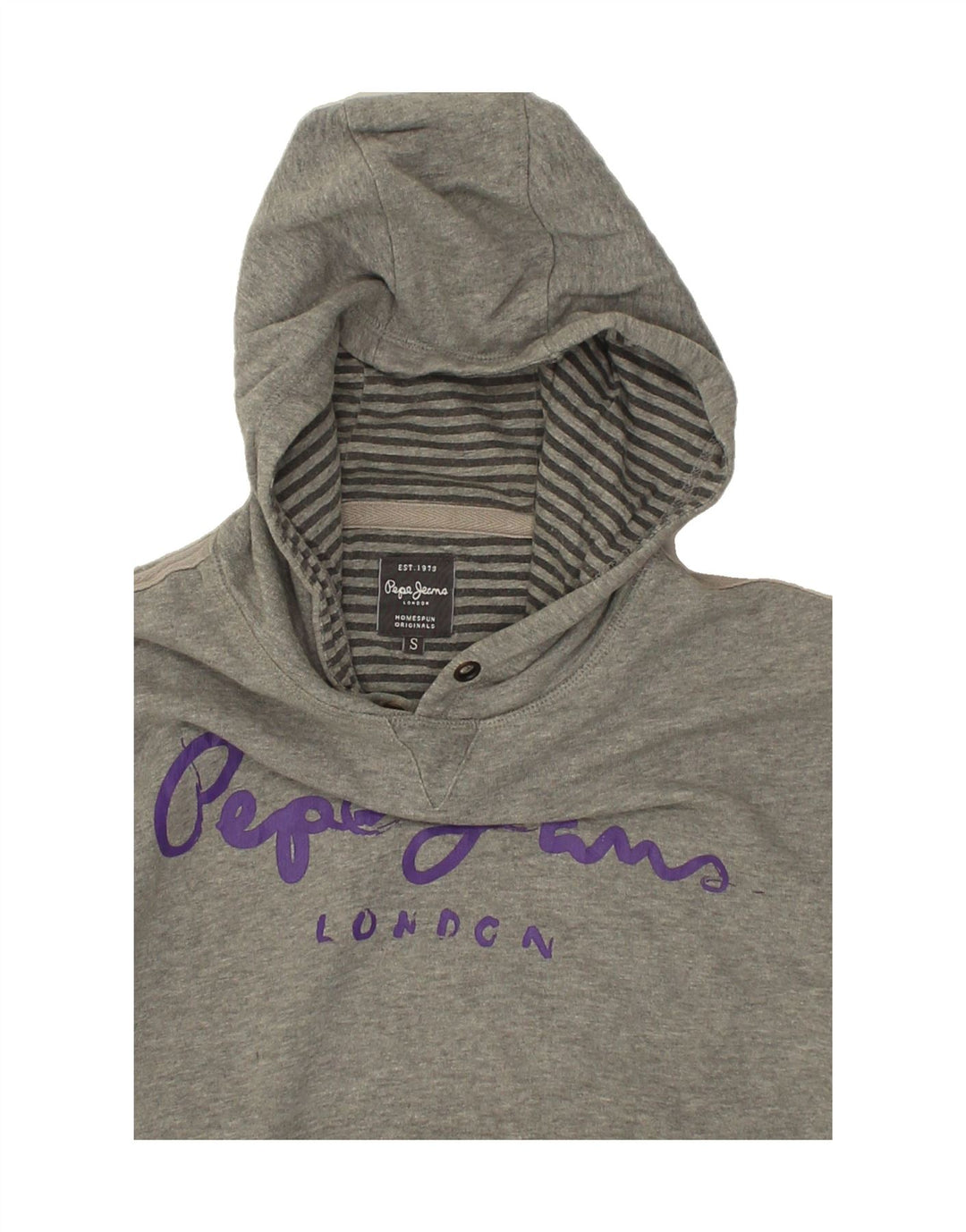 PEPE JEANS Mens Graphic Hoodie Jumper Small Grey | Vintage PEPE Jeans | Thrift | Second-Hand PEPE Jeans | Used Clothing | Messina Hembry 