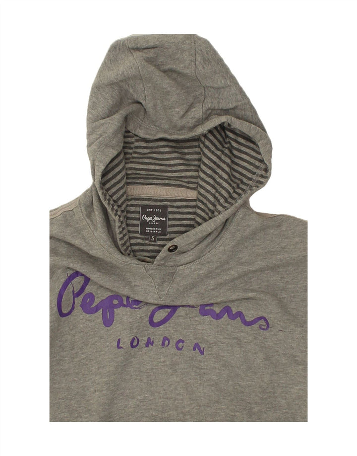 PEPE JEANS Mens Graphic Hoodie Jumper Small Grey | Vintage PEPE Jeans | Thrift | Second-Hand PEPE Jeans | Used Clothing | Messina Hembry 