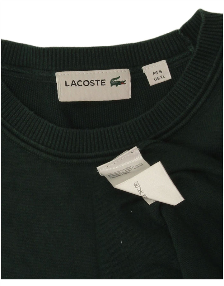 Lacoste Mens Crew Neck Jumper Sweater Size 6 XL Green Cotton