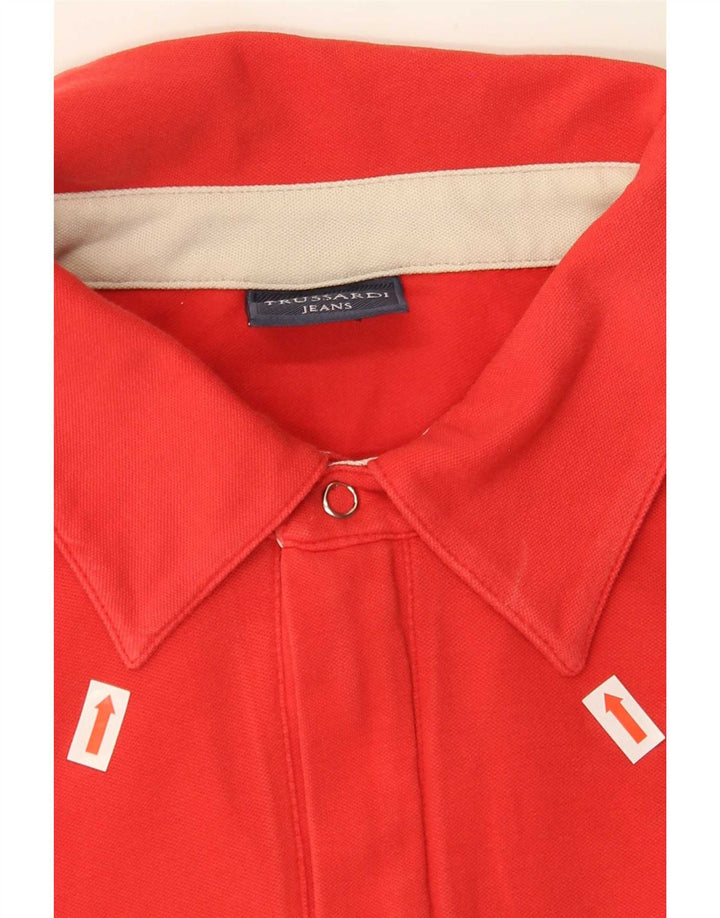 Trussardi Mens Polo Shirt 2XL Red Cotton