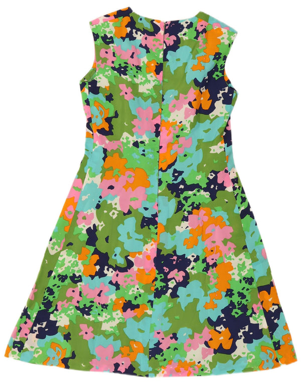 Vintage Womens Sleeveless A-Line Dress UK 8 Small Multicoloured Retro