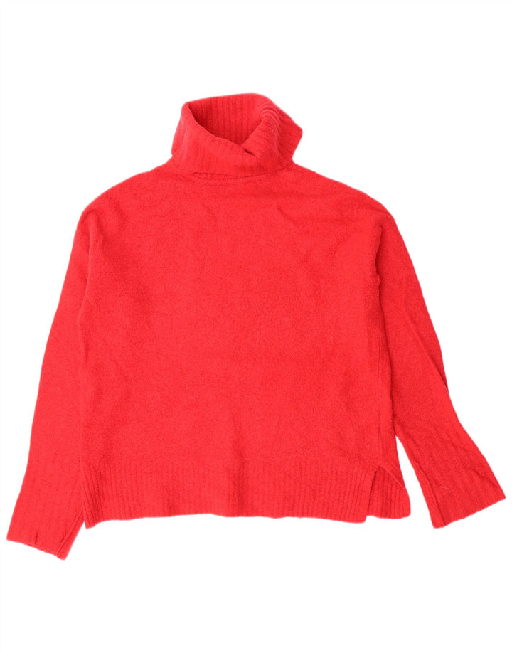 WHISTLES Womens Oversized Roll Neck Jumper Sweater UK 10 Small Red Wool