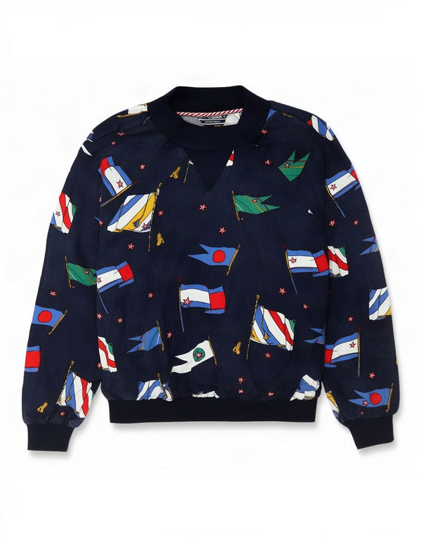 Tommy Hilfiger Womens Graphic Sweatshirt Jumper US 6 Medium Navy Blue