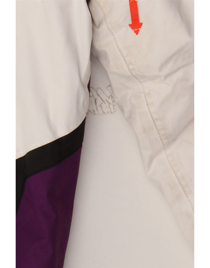 VINTAGE Girls Windbreaker Jacket 11-12 Years  White Colourblock Polyester Vintage Vintage and Second-Hand Vintage from Messina Hembry 
