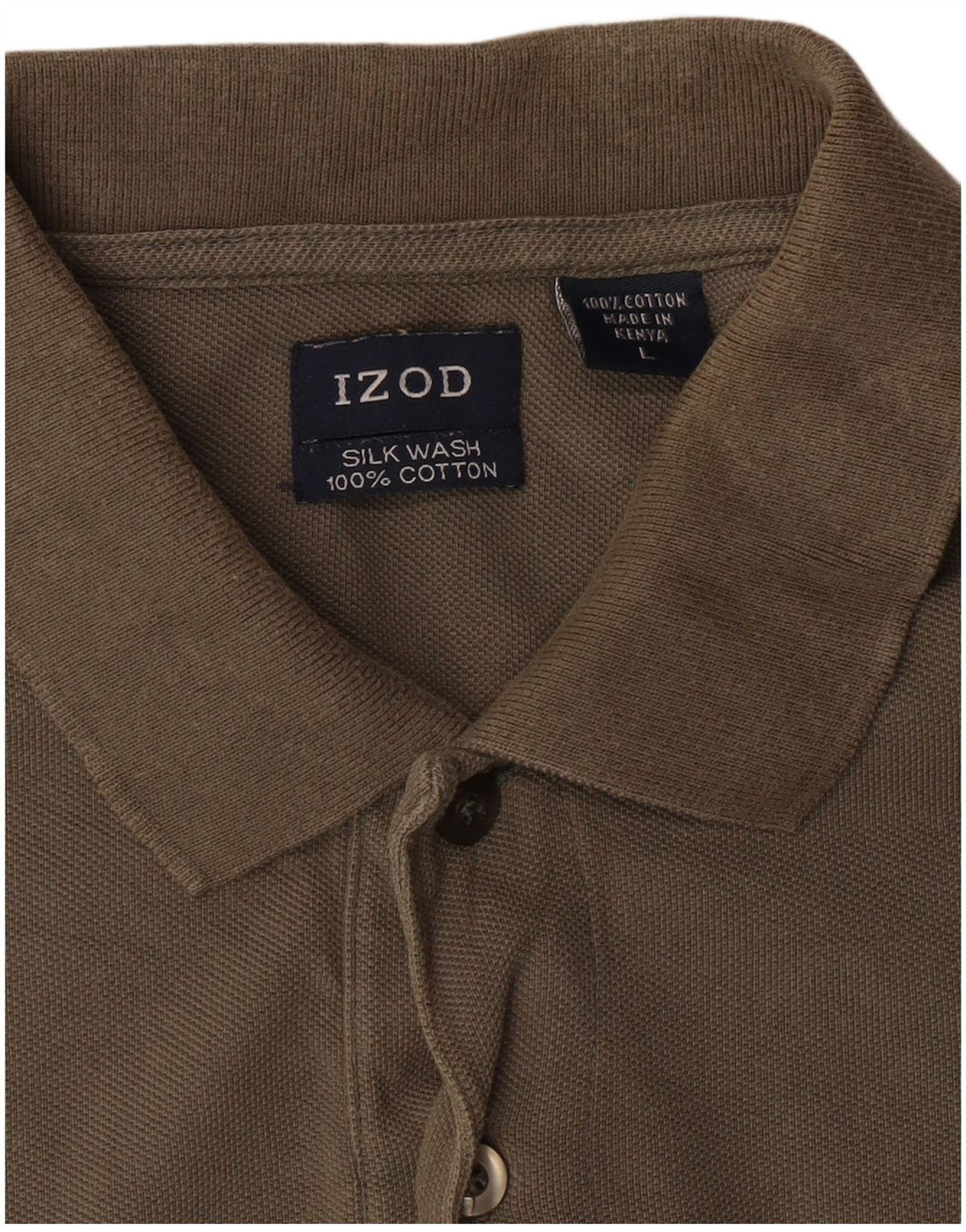 Izod Mens Polo Shirt Large Khaki Cotton