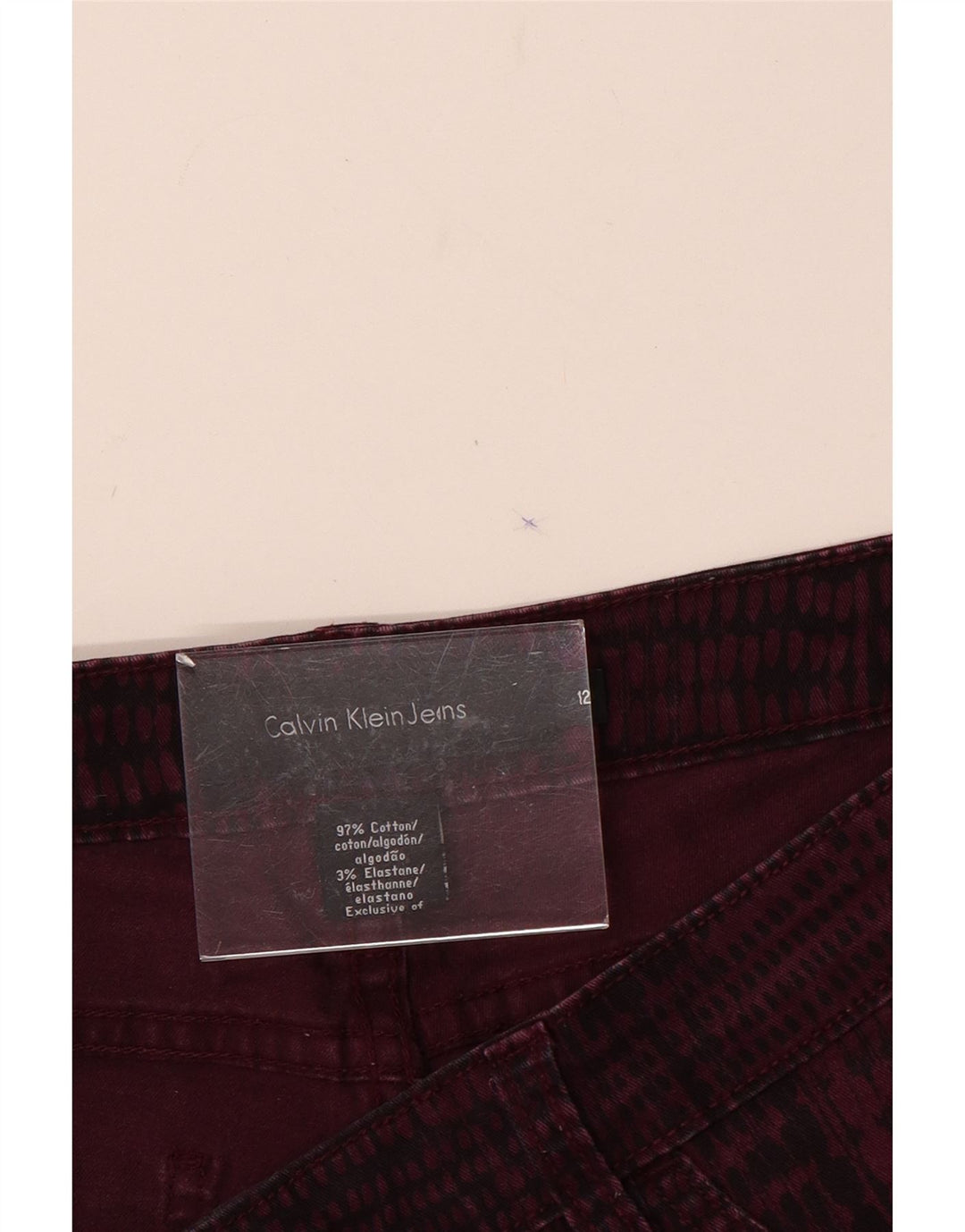 CALVIN KLEIN Womens Casual Trousers US 12 Large W32 L31 Burgundy