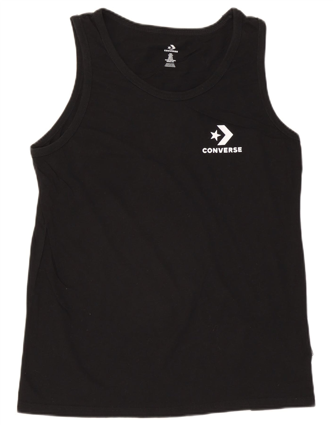 CONVERSE Mens Vest Top Large Black Cotton