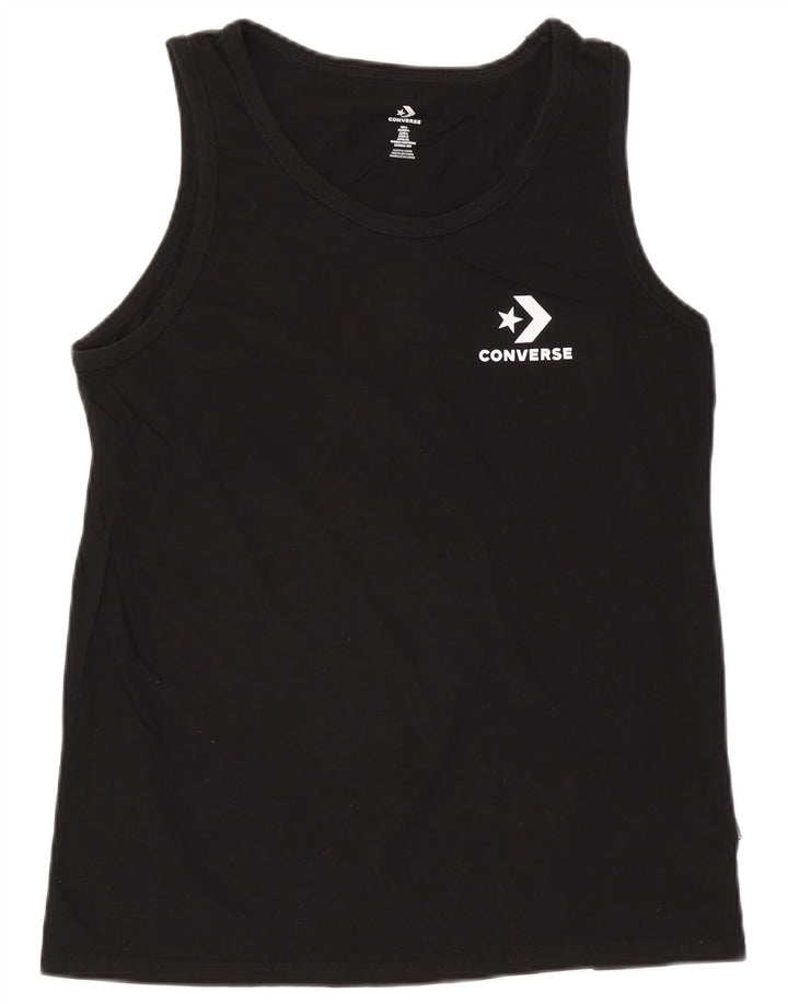 CONVERSE Mens Vest Top Large Black Cotton