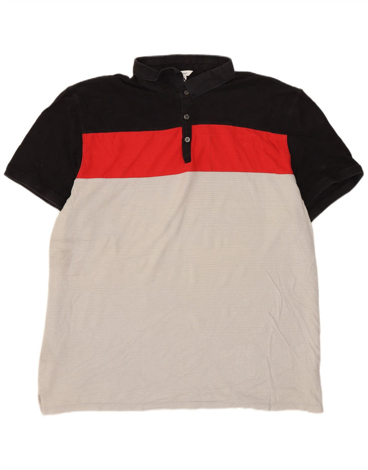 Calvin Klein Mens Polo Shirt 2XL Multicoloured Colourblock Cotton