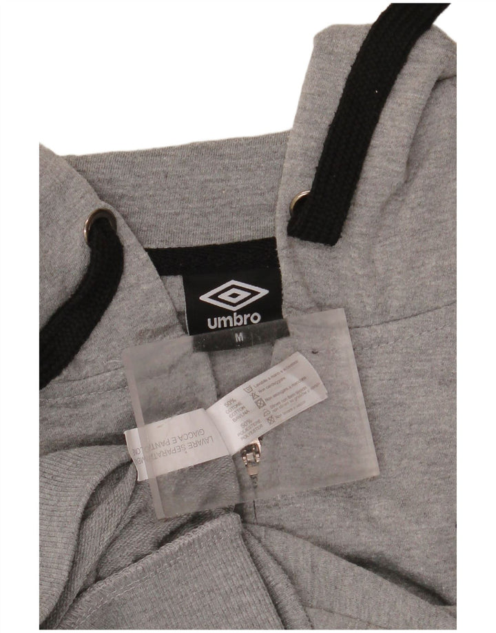 UMBRO Mens Zip Hoodie Sweater Medium Grey Colourblock Cotton