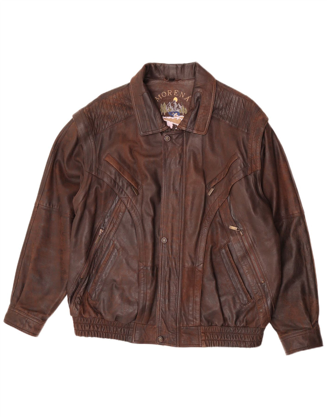 Morena Mens Leather Jacket UK 46 3XL Brown Leather