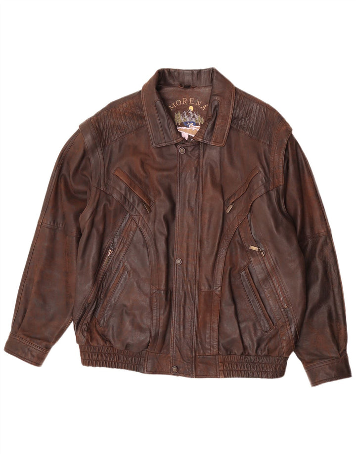 Morena Mens Leather Jacket UK 46 3XL Brown Leather