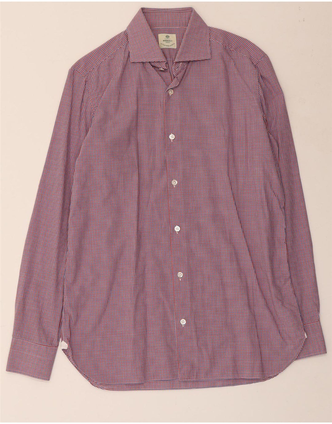 BORRELLI Mens Shirt Size 39 15 1/2 Medium Multicoloured Check Cotton