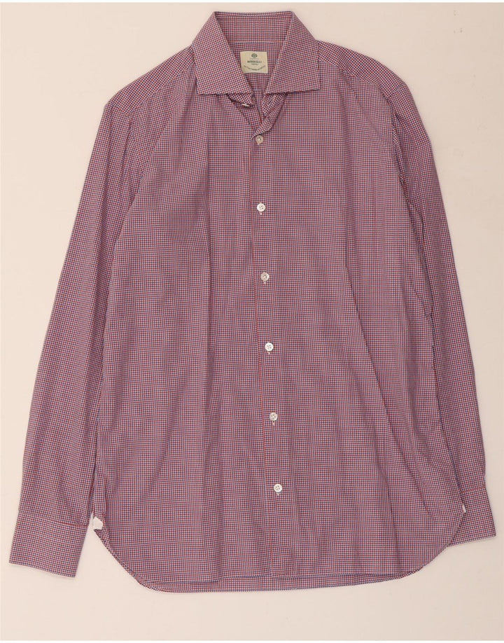 BORRELLI Mens Shirt Size 39 15 1/2 Medium Multicoloured Check Cotton