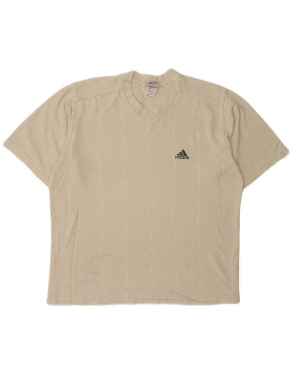 ADIDAS Mens T-Shirt Top UK 40/42 Medium Beige Cotton
