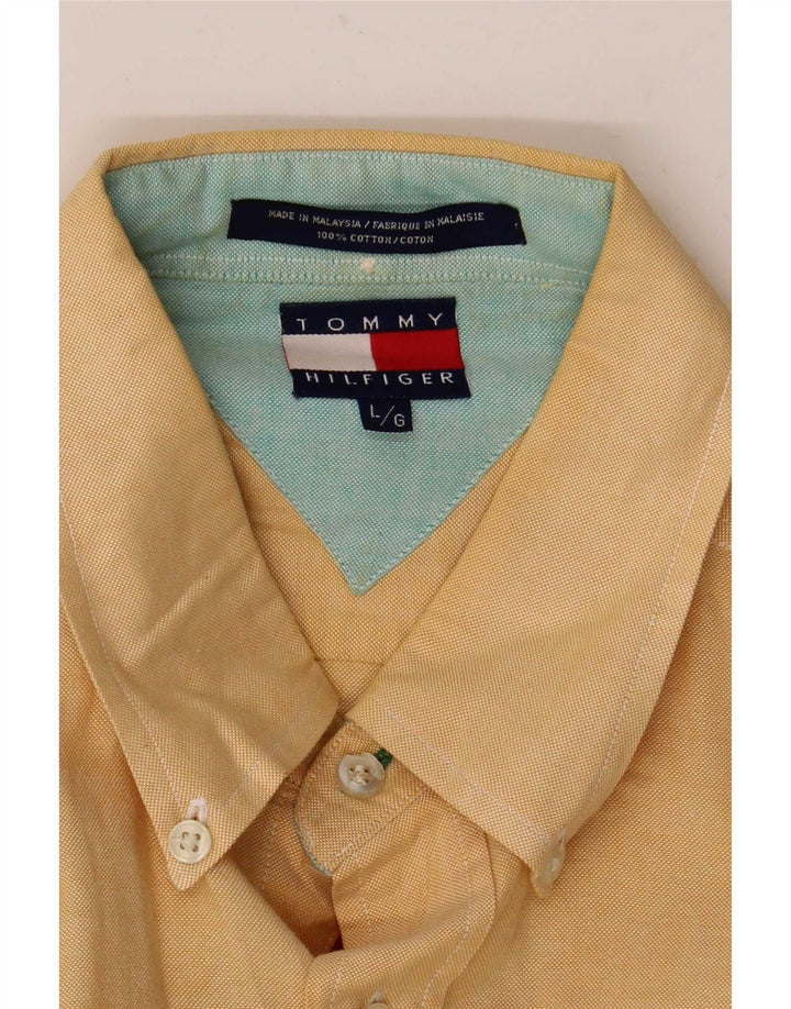 Tommy Hilfiger Mens Shirt Large Yellow Cotton