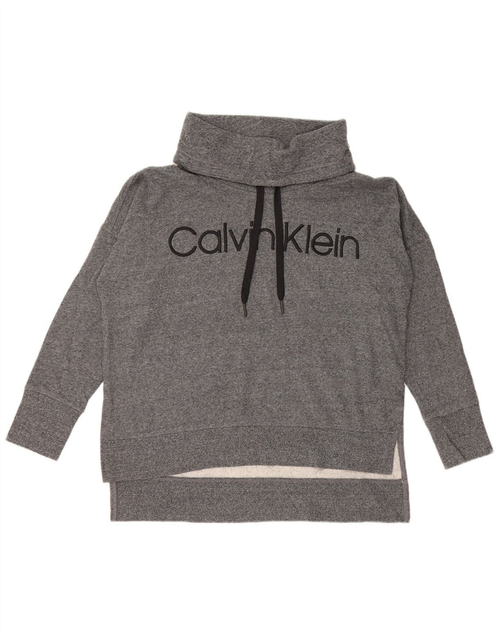 CALVIN KLEIN Womens Oversized Graphic Sweatshirt Jumper UK 14 Medium Grey