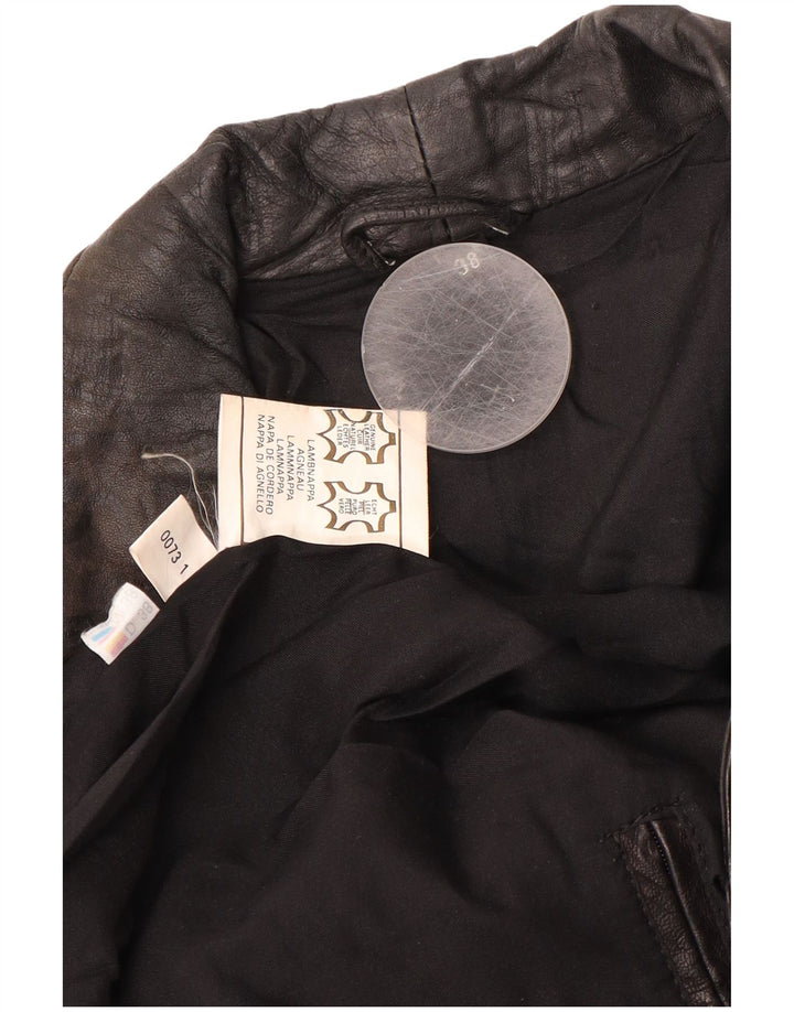 VINTAGE Womens Oversized Jacket EU 38 Medium Brown Geometric Leather