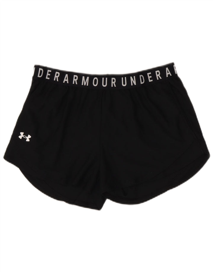 UNDER ARMOUR Womens Heat Gear Graphic Sport Shorts UK 14 Large  Black