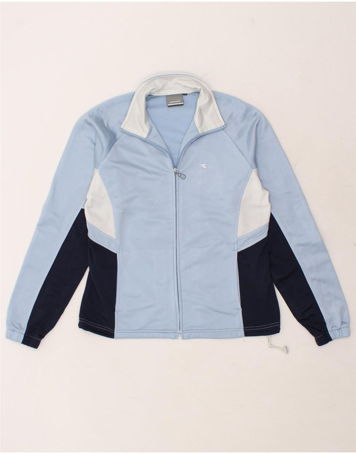 DIADORA Womens Tracksuit Top Jacket UK 14 Medium Blue Colourblock Vintage Diadora and Second-Hand Diadora from Messina Hembry 
